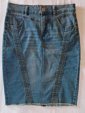 ONE 5 ONE Women's Blue Denim Pencil Skirt - Classic Style Size S